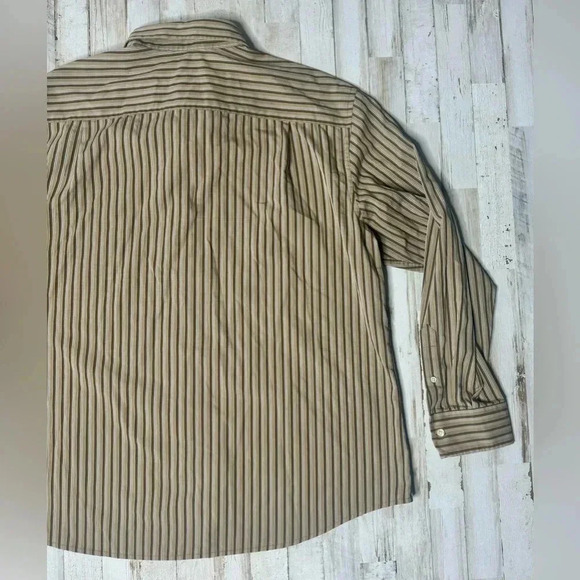 DOCKERS PLUS SIZE XXL Long Sleve Brown stripes Button up shirt - Picture 12 of 13